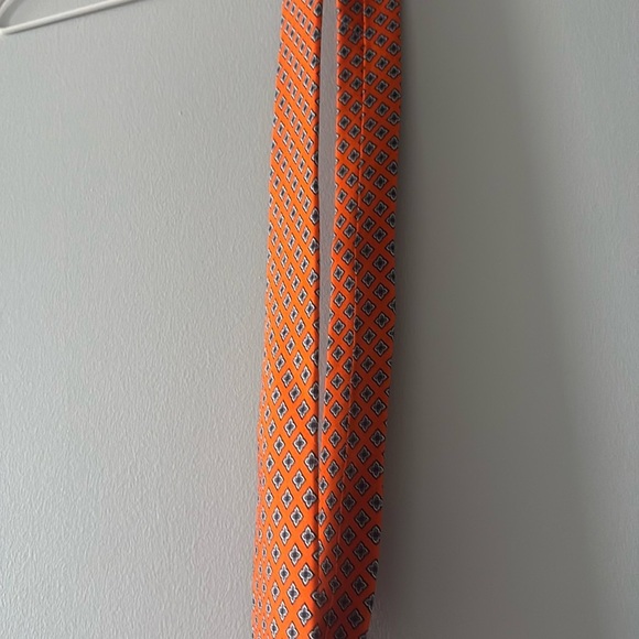 Jeremy Argyle NYC Tie orange & purple w/ quad. design silk & cotton blend - Picture 5 of 6